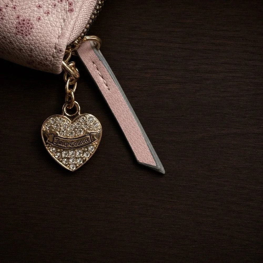 Juicy Couture Juicy Forever Heart Monogram Pink Blush Double Zip Wallet